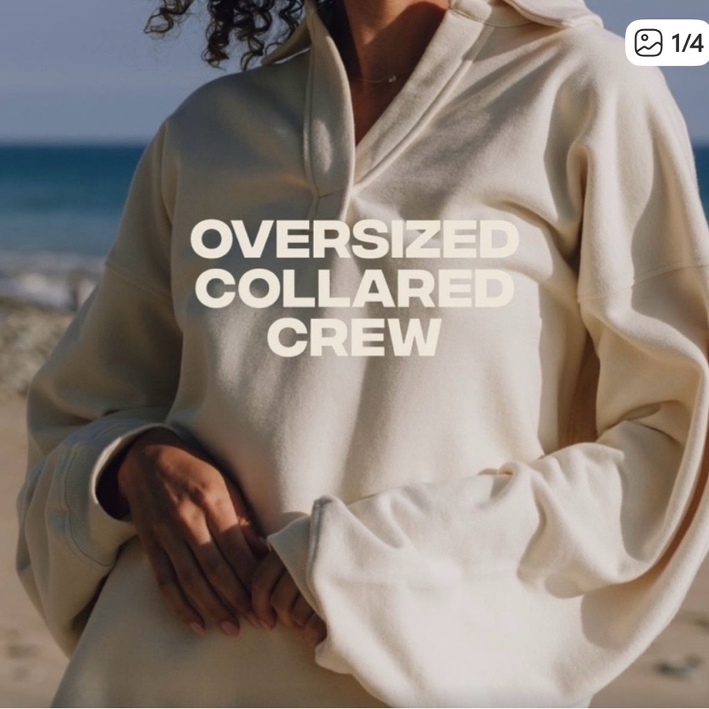 DAILY DR!LLS White Oversized Collared Sweatshirt